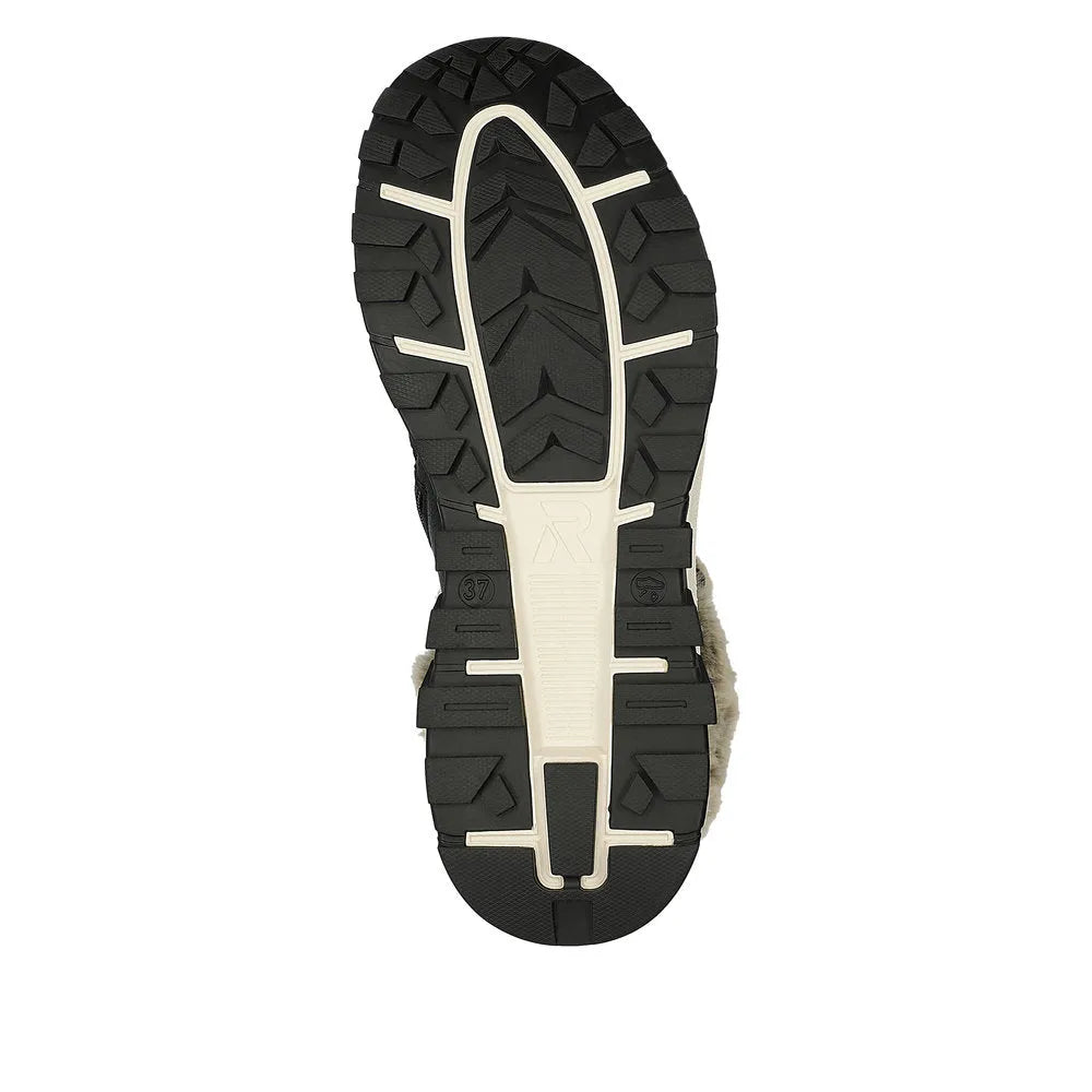 Rieker W0063-00 Ladies Black Leather Water Resistant Zip & Lace Ankle Boots-elevate your sole