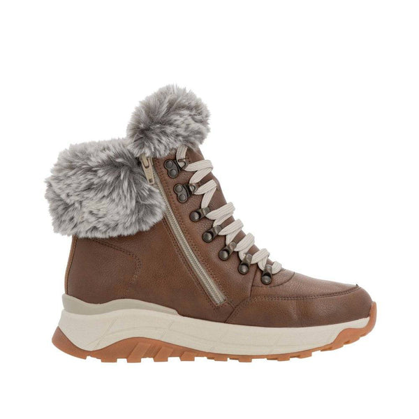 Rieker W0063-22 Ladies Brown Leather Water Resistant Zip & Lace Ankle Boots-elevate your sole