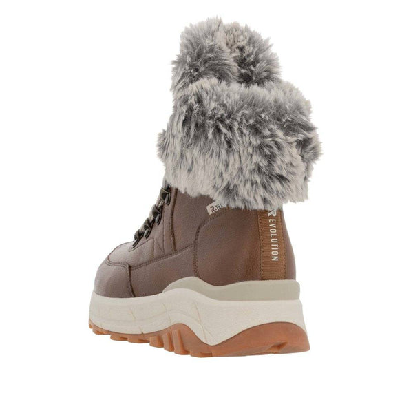 Rieker W0063-22 Ladies Brown Leather Water Resistant Zip & Lace Ankle Boots-elevate your sole