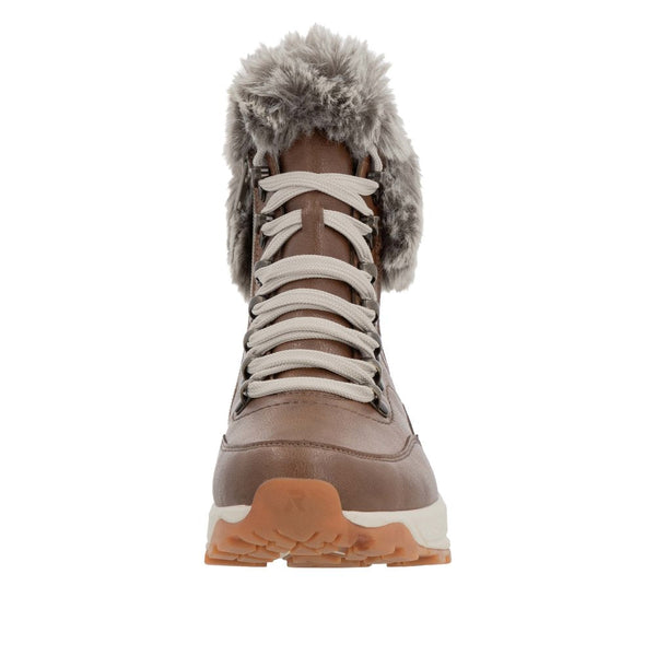 Rieker W0063-22 Ladies Brown Leather Water Resistant Zip & Lace Ankle Boots-elevate your sole