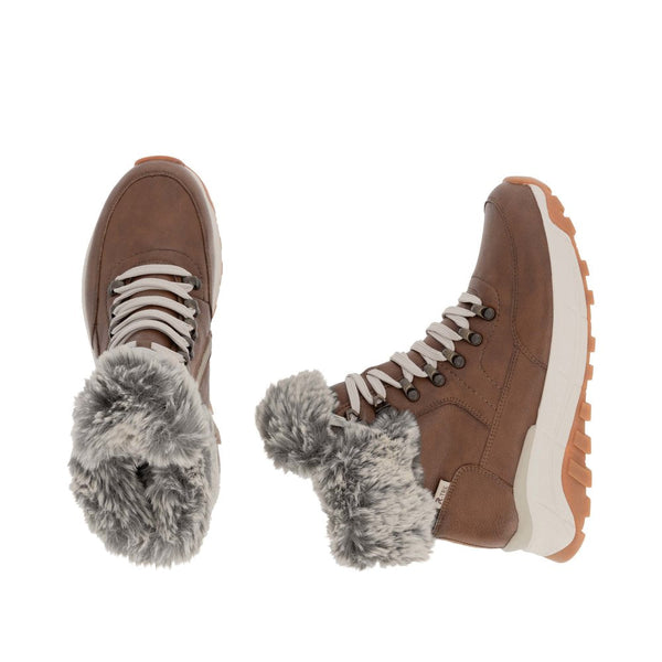 Rieker W0063-22 Ladies Brown Leather Water Resistant Zip & Lace Ankle Boots-elevate your sole