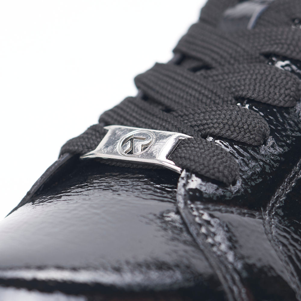 Rieker W0501-00 Ladies Black Patent Leather Lace Up Trainers-elevate your sole