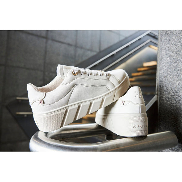 Rieker W0503-80 Ladies Off White Leather Lace Up Trainers-elevate your sole