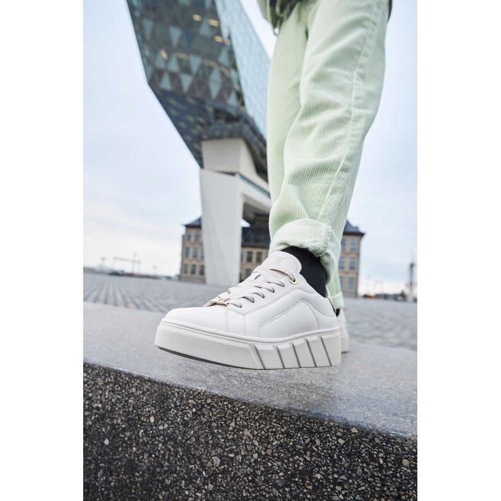 Rieker W0503-80 Ladies Off White Leather Lace Up Trainers-elevate your sole