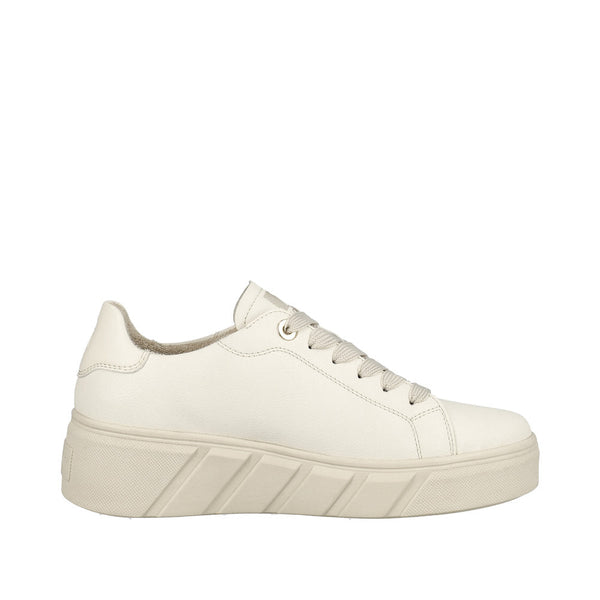 Rieker W0503-80 Ladies Off White Leather Lace Up Trainers-elevate your sole