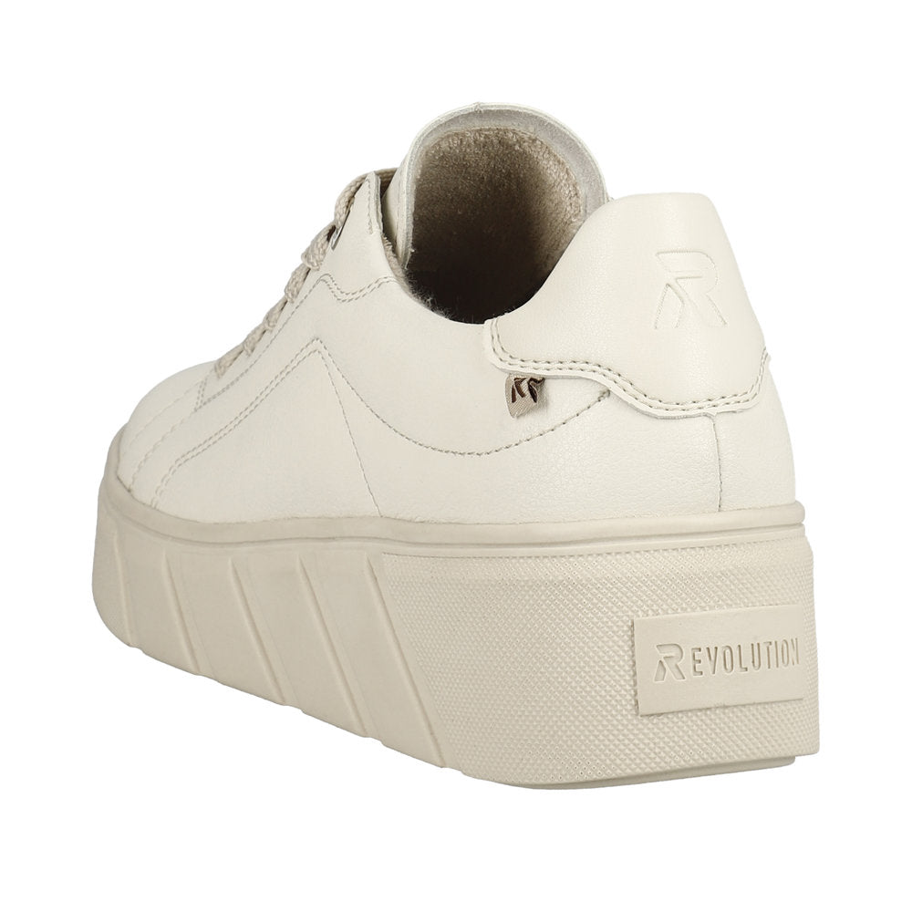 Rieker W0503-80 Ladies Off White Leather Lace Up Trainers-elevate your sole