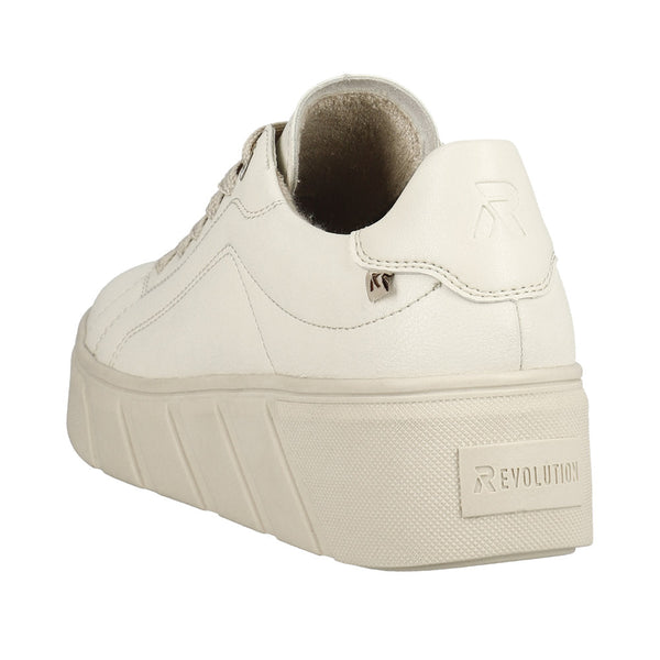 Rieker W0503-80 Ladies Off White Leather Lace Up Trainers-elevate your sole