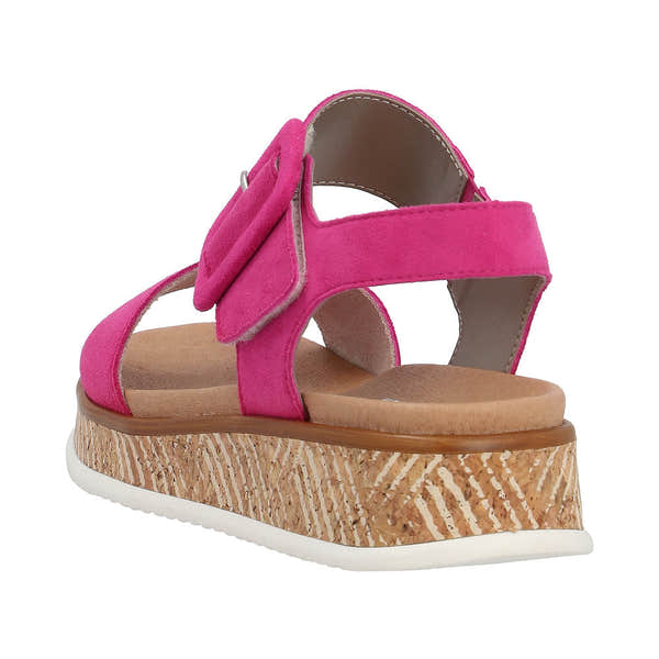 Rieker W0800-31 Ladies Pink Suede Touch Fastening Sandals-elevate your sole