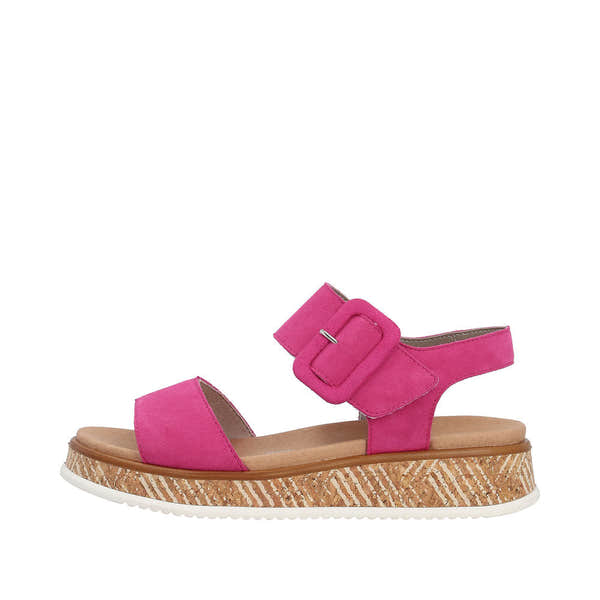 Rieker W0800-31 Ladies Pink Suede Touch Fastening Sandals-elevate your sole