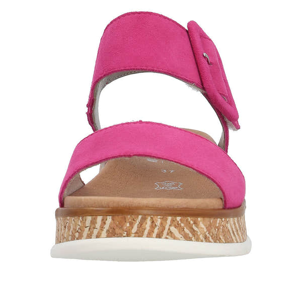 Rieker W0800-31 Ladies Pink Suede Touch Fastening Sandals-elevate your sole
