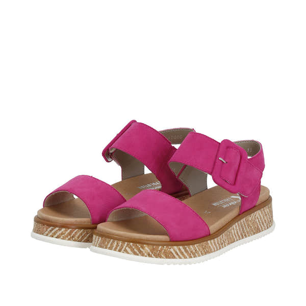 Rieker W0800-31 Ladies Pink Suede Touch Fastening Sandals-elevate your sole