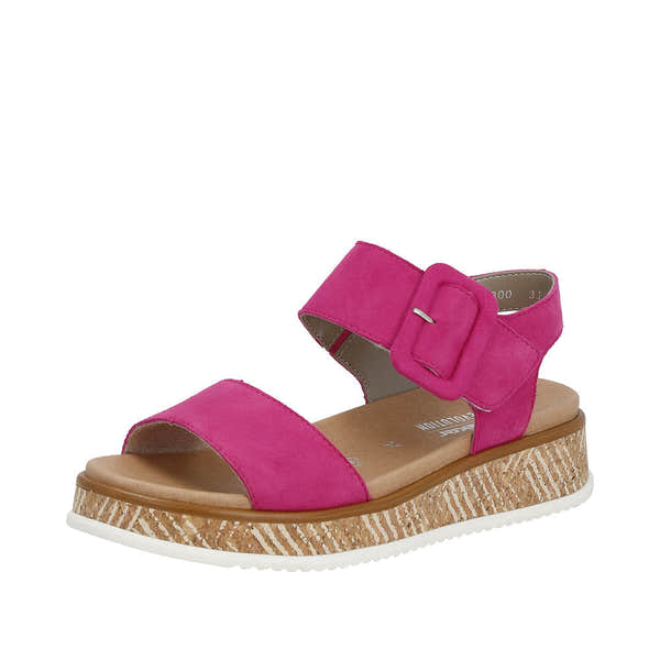 Rieker W0800-31 Ladies Pink Suede Touch Fastening Sandals-elevate your sole