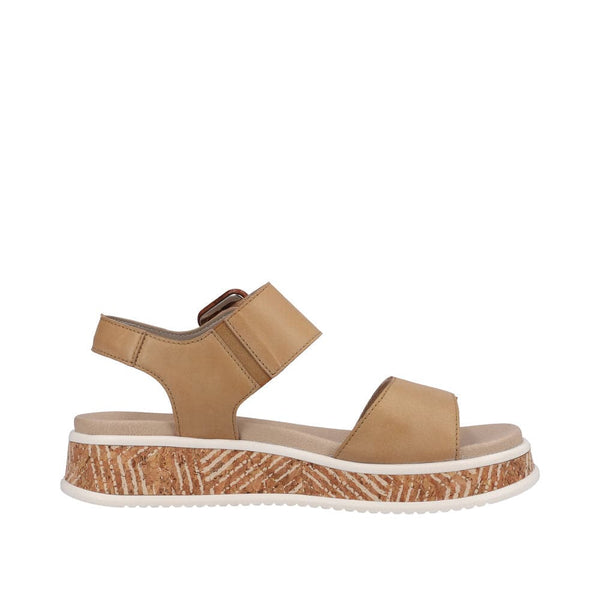 Rieker W0800-60 Ladies Tan Leather Touch Fastening Sandals-elevate your sole