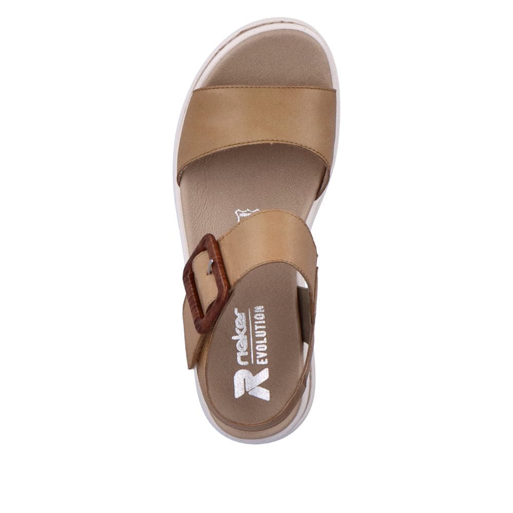Rieker W0800-60 Ladies Tan Leather Touch Fastening Sandals-elevate your sole