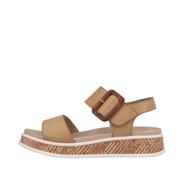 Rieker W0800-60 Ladies Tan Leather Touch Fastening Sandals-elevate your sole