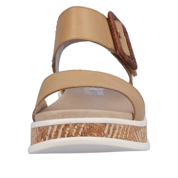 Rieker W0800-60 Ladies Tan Leather Touch Fastening Sandals-elevate your sole