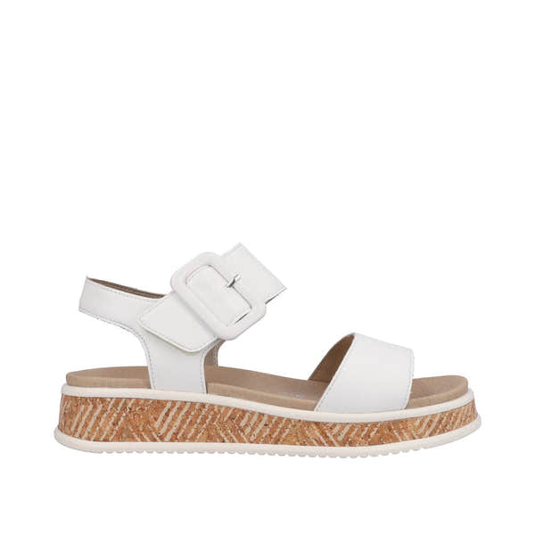 Rieker W0800-80 Ladies White Leather Touch Fastening Sandals-elevate your sole