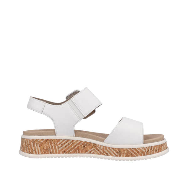 Rieker W0800-80 Ladies White Leather Touch Fastening Sandals-elevate your sole