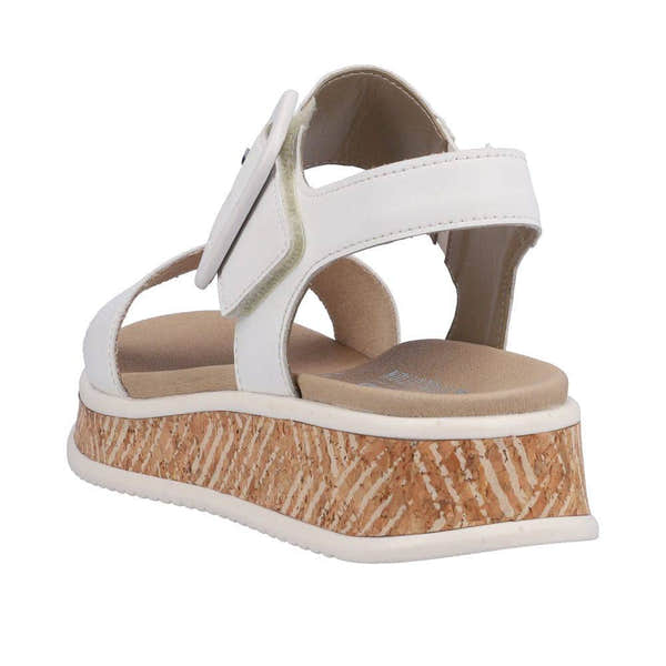Rieker W0800-80 Ladies White Leather Touch Fastening Sandals-elevate your sole