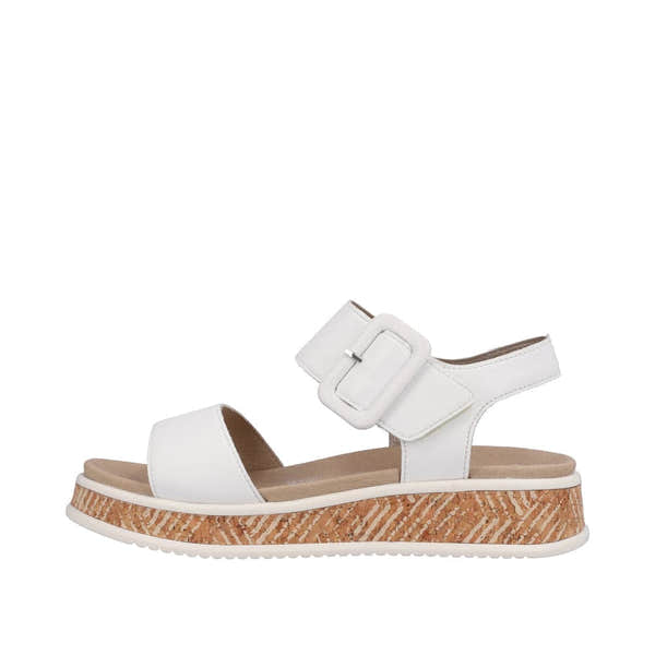 Rieker W0800-80 Ladies White Leather Touch Fastening Sandals-elevate your sole