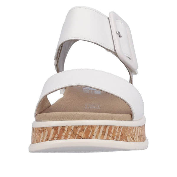 Rieker W0800-80 Ladies White Leather Touch Fastening Sandals-elevate your sole
