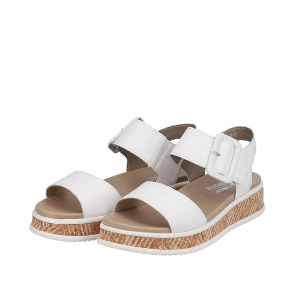 Rieker W0800-80 Ladies White Leather Touch Fastening Sandals-elevate your sole