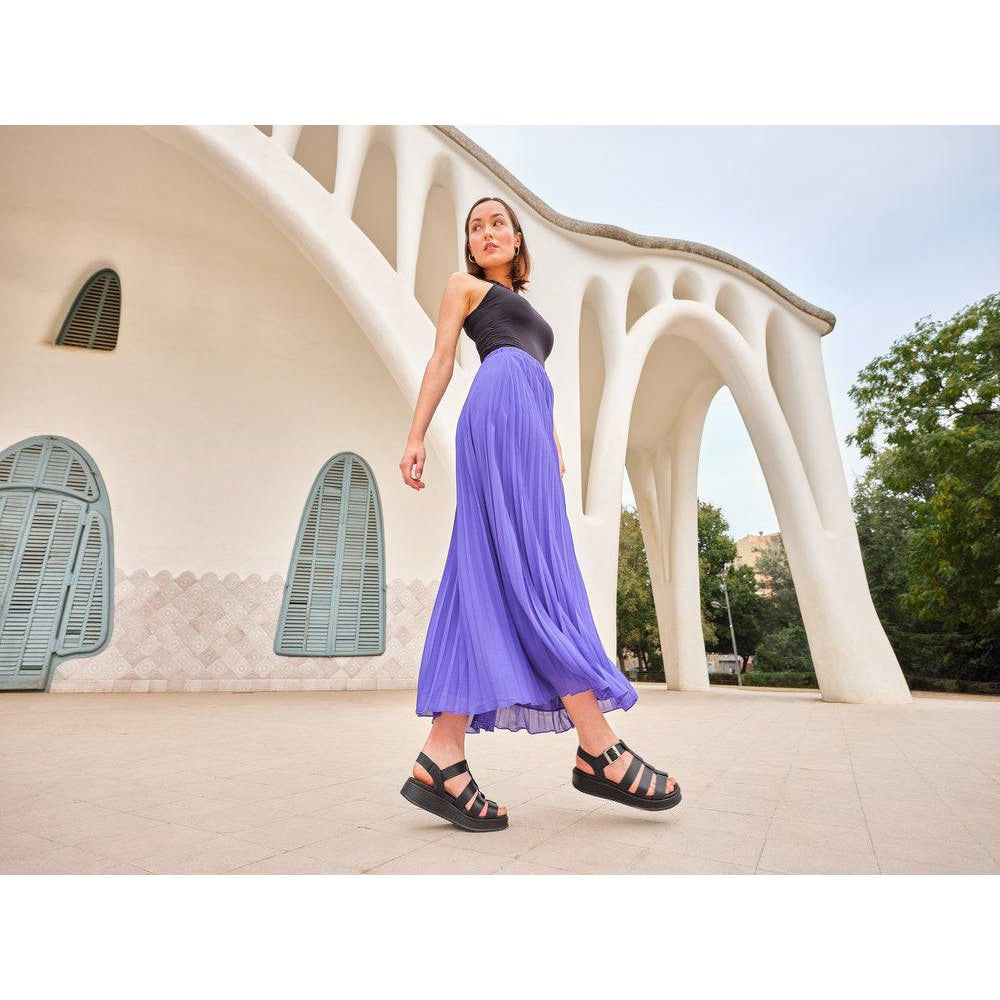 Rieker W0804-00 Ladies Black Leather Buckle Sandals-elevate your sole