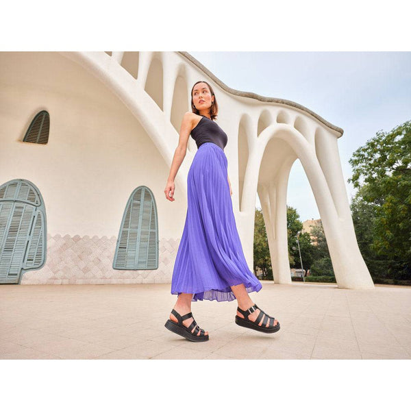 Rieker W0804-00 Ladies Black Leather Buckle Sandals-elevate your sole