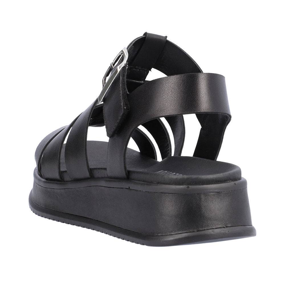 Rieker W0804-00 Ladies Black Leather Buckle Sandals-elevate your sole