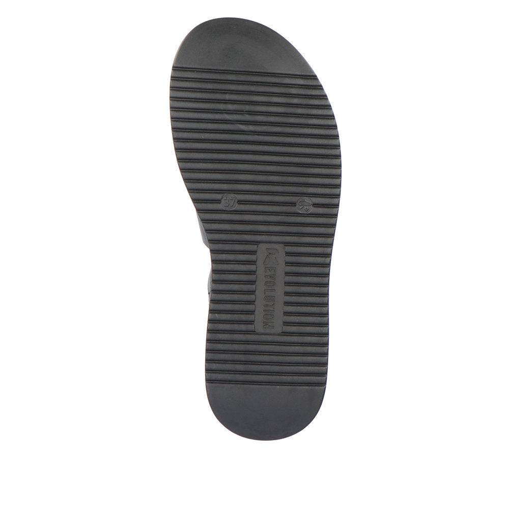 Rieker W0804-00 Ladies Black Leather Buckle Sandals-elevate your sole