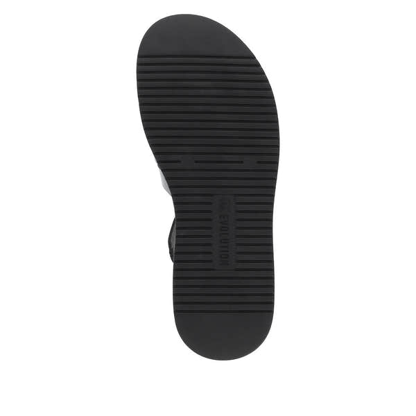 Rieker W0850-00 Ladies Black Leather Touch Fastening Sandals-elevate your sole
