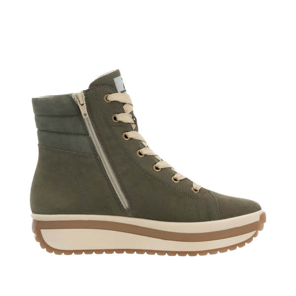 Rieker W0962-54 Ladies Green Leather Side Zip Ankle Boots-elevate your sole