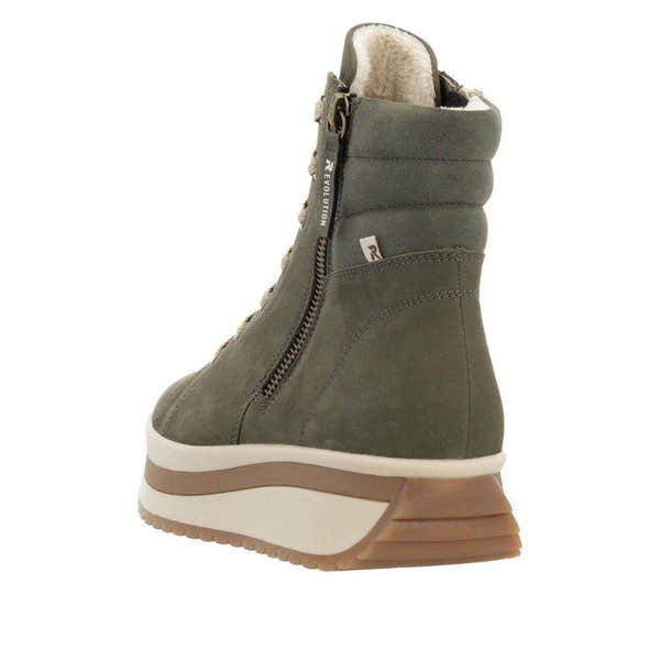 Rieker W0962-54 Ladies Green Leather Side Zip Ankle Boots-elevate your sole