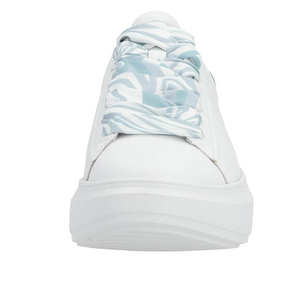 Rieker W1201-81 Adelia Ladies White & Light Blue Leather Lace Up Trainers-elevate your sole