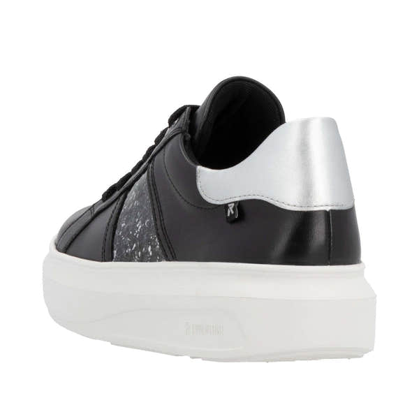 Rieker W1202-00 Ladies Black Combi Leather Lace Up Shoes-elevate your sole