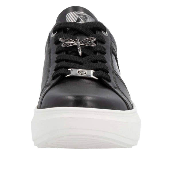 Rieker W1202-00 Ladies Black Combi Leather Lace Up Shoes-elevate your sole