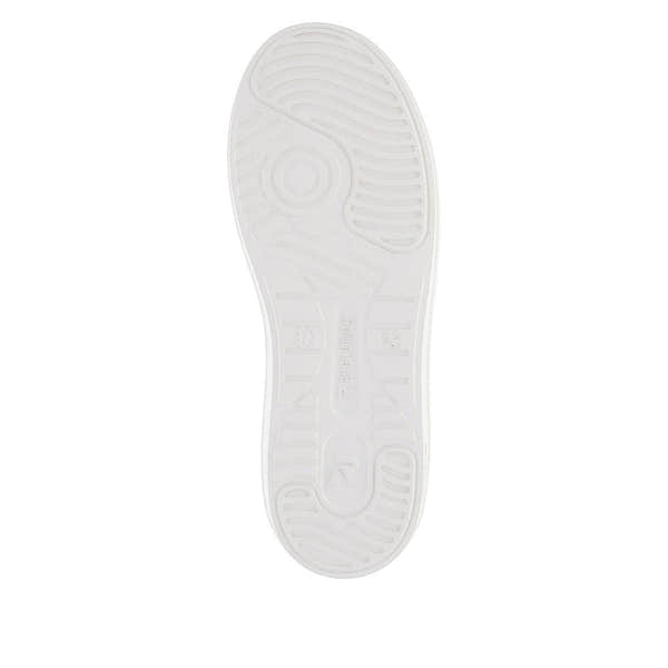 Rieker W1202-80 Adelia Ladies White & Orange Leather Lace Up Trainers-elevate your sole