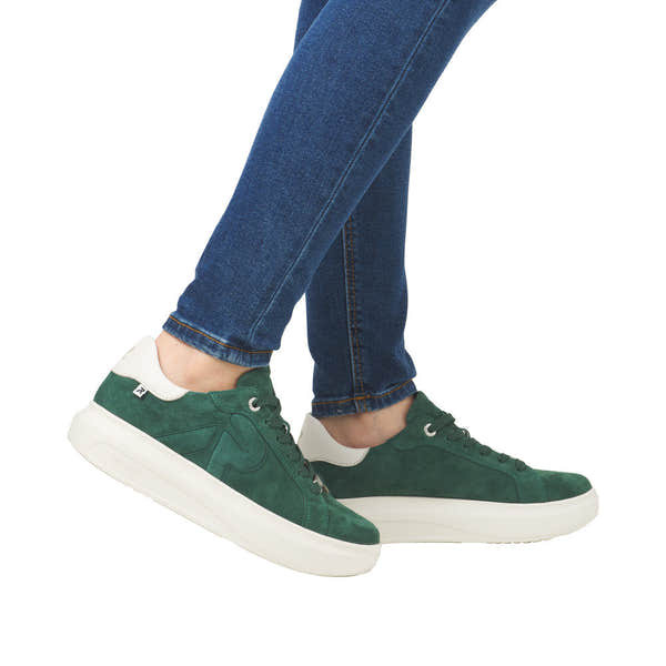 Rieker W1204-54 Ladies Green Combi Suede Lace Up Shoes-elevate your sole