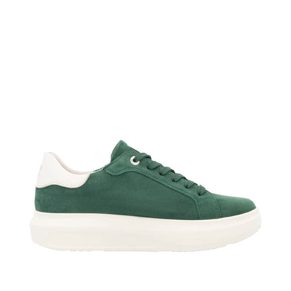 Rieker W1204-54 Ladies Green Combi Suede Lace Up Shoes-elevate your sole