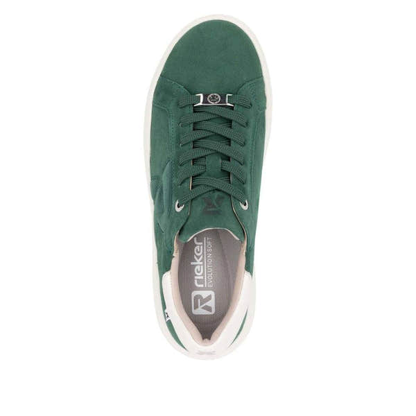 Rieker W1204-54 Ladies Green Combi Suede Lace Up Shoes-elevate your sole
