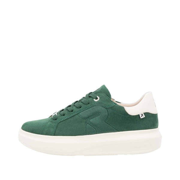 Rieker W1204-54 Ladies Green Combi Suede Lace Up Shoes-elevate your sole