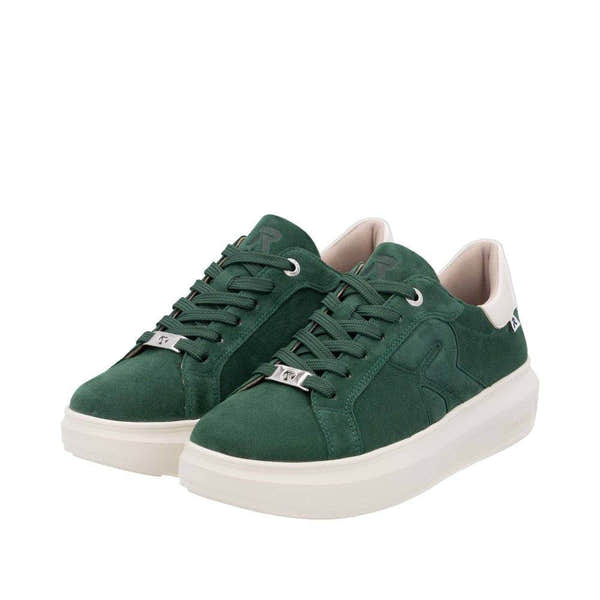 Rieker W1204-54 Ladies Green Combi Suede Lace Up Shoes-elevate your sole