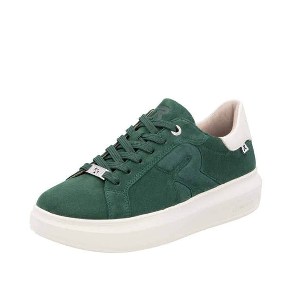 Rieker W1204-54 Ladies Green Combi Suede Lace Up Shoes-elevate your sole