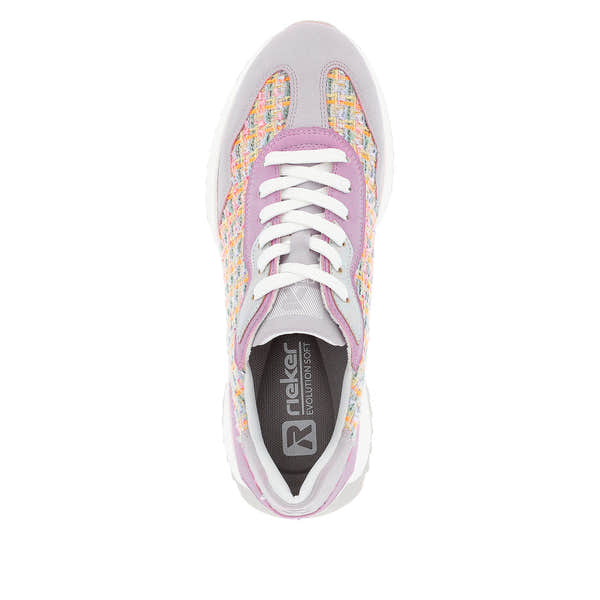 Rieker W1300-90 Dhara Ladies Pink Multi Lace Up Trainers-elevate your sole