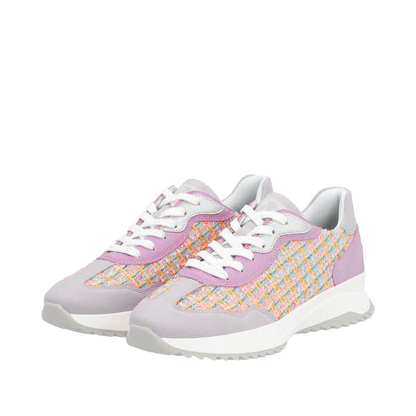 Rieker W1300-90 Dhara Ladies Pink Multi Lace Up Trainers-elevate your sole