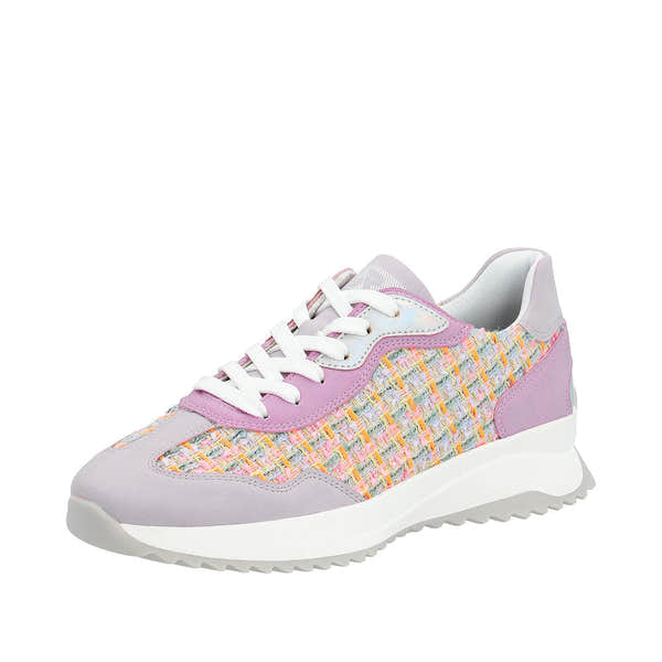 Rieker W1300-90 Dhara Ladies Pink Multi Lace Up Trainers-elevate your sole