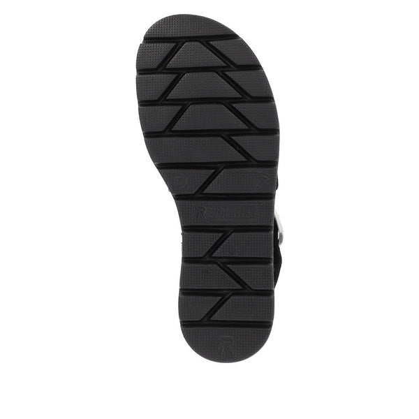Rieker W1650-00 Ladies Black Leather Touch Fastening Sandals-elevate your sole