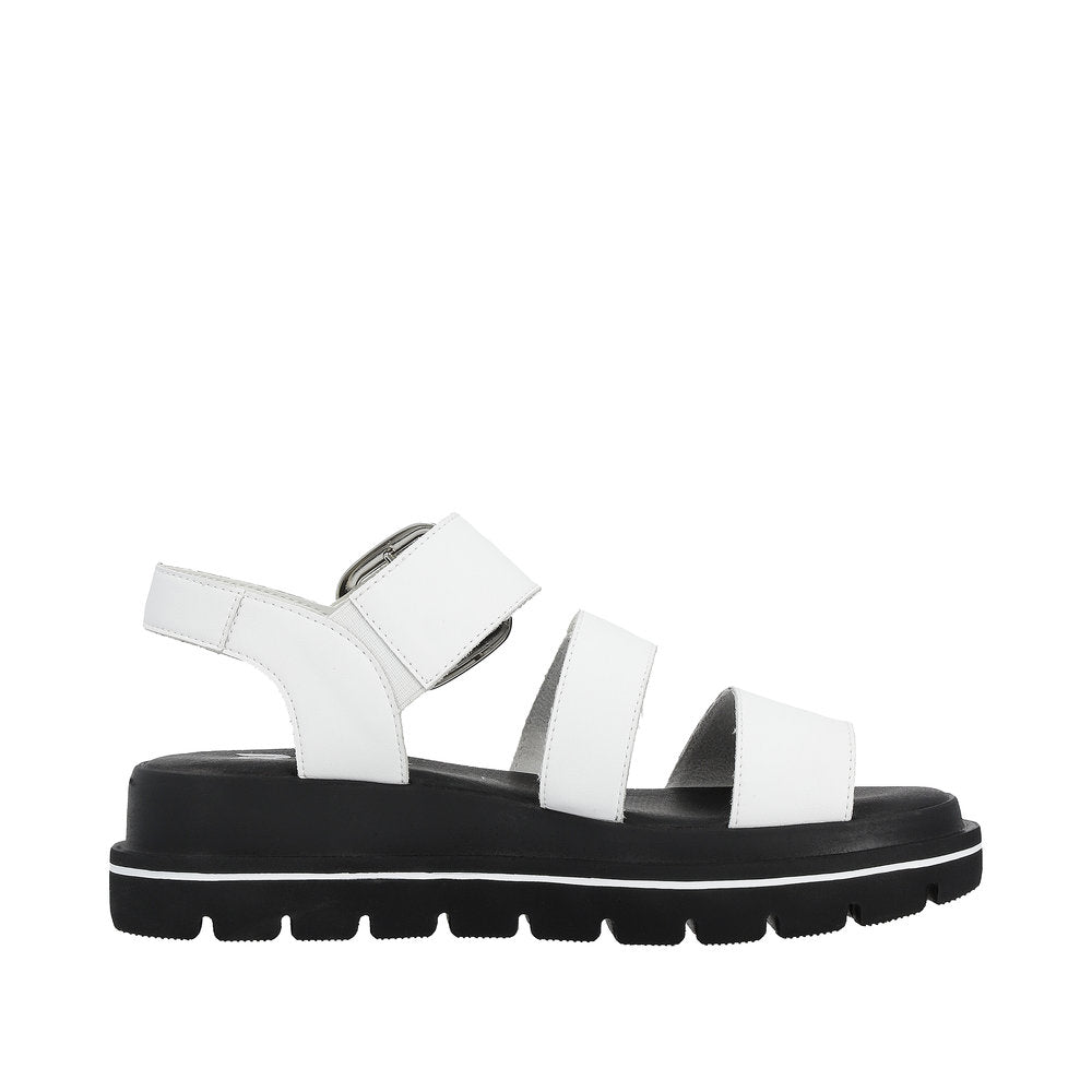 Rieker W1650-80 Ladies White Leather Touch Fastening Sandals-elevate your sole