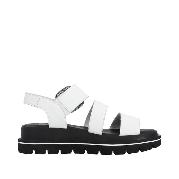 Rieker W1650-80 Ladies White Leather Touch Fastening Sandals-elevate your sole
