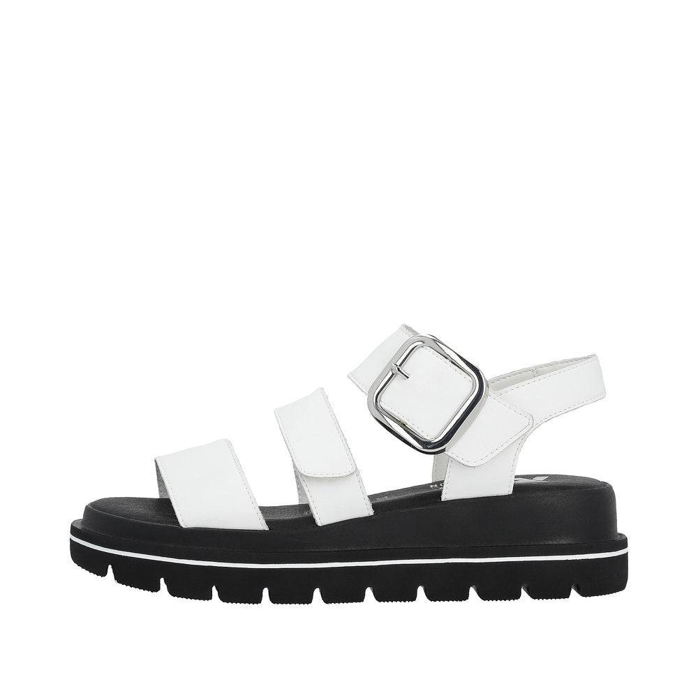 Rieker W1650-80 Ladies White Leather Touch Fastening Sandals-elevate your sole